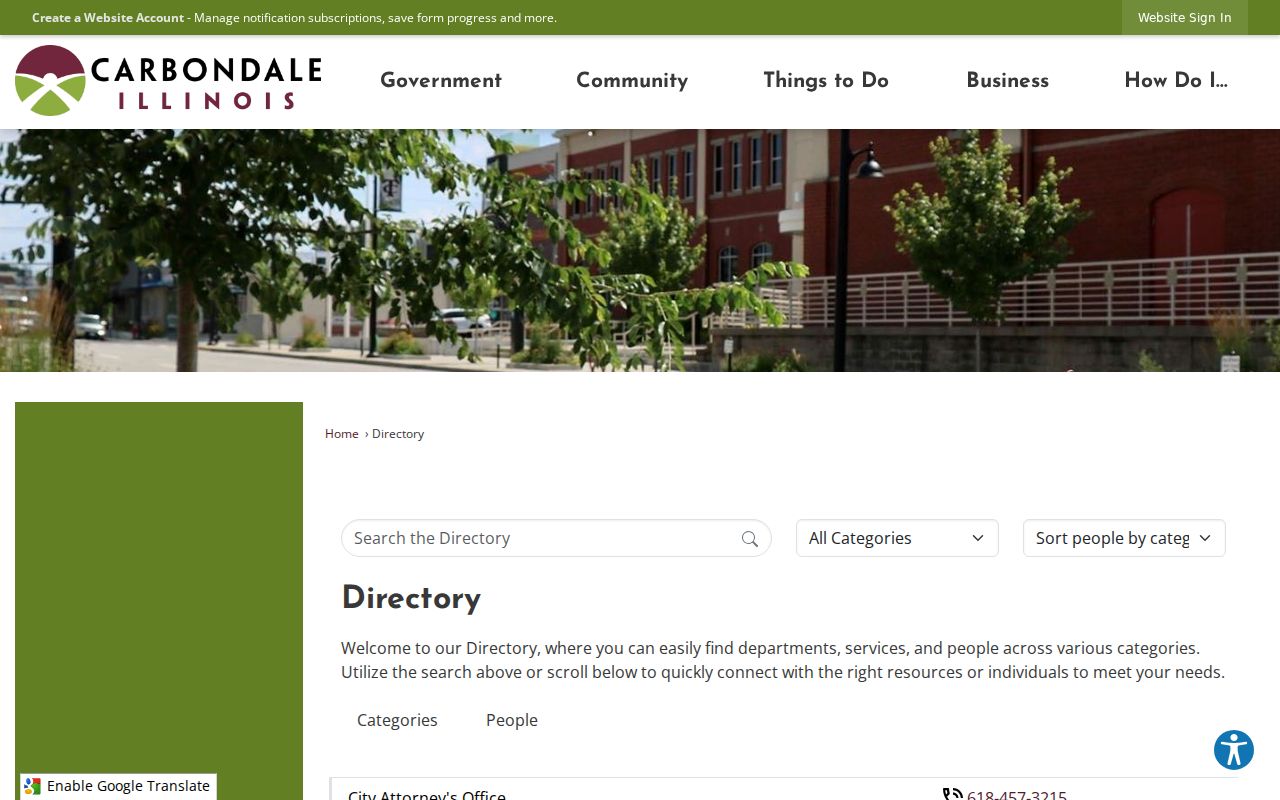 Carbondale city directory comparison with the municipal staff directory
