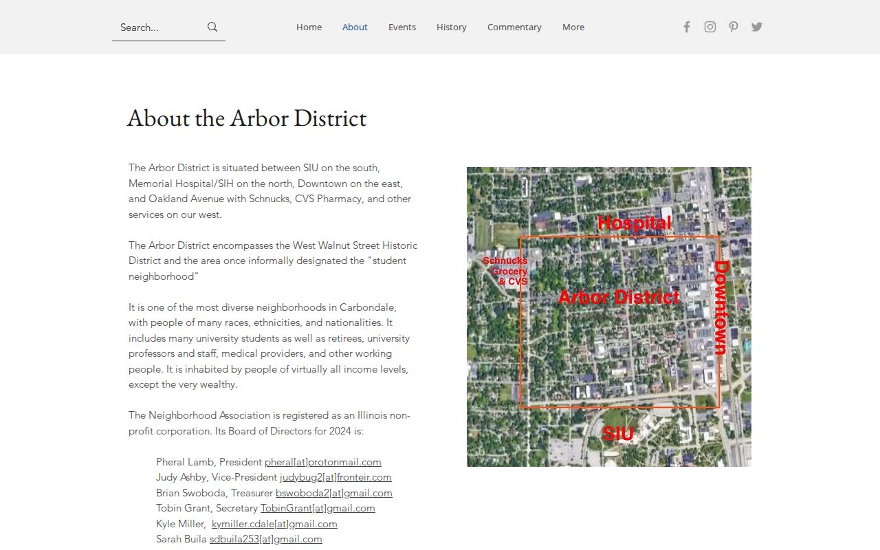 Arbor District boundaries and context for Carbondale neighbors