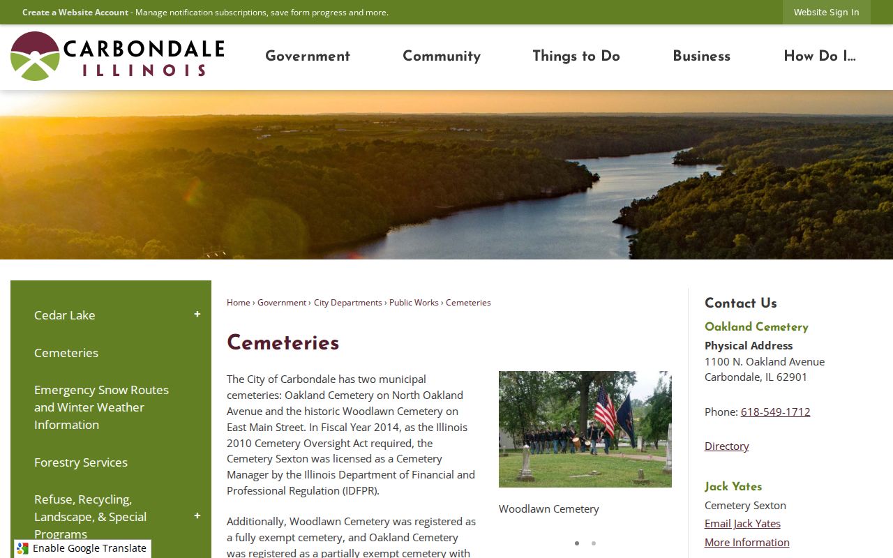 Carbondale cemetery information for completing a previous resident trail