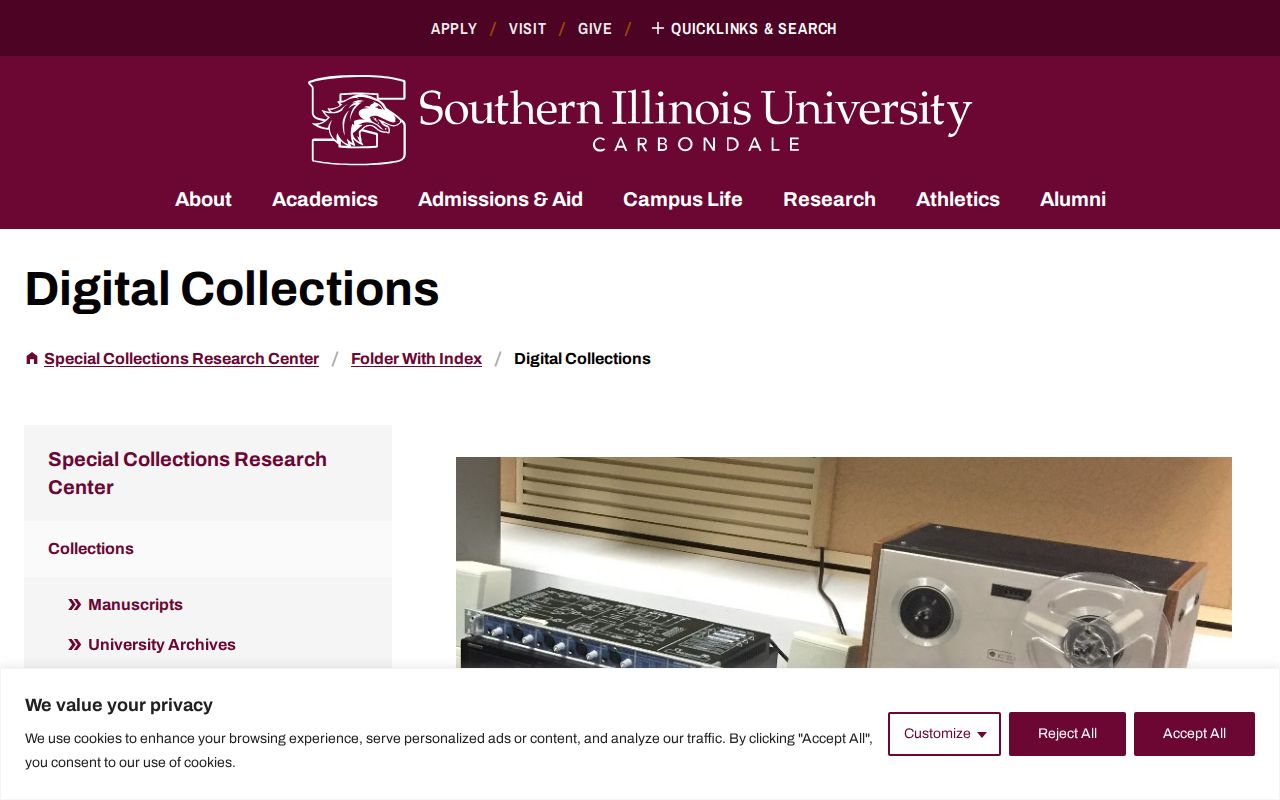 SIU digital collections for previous Carbondale resident research